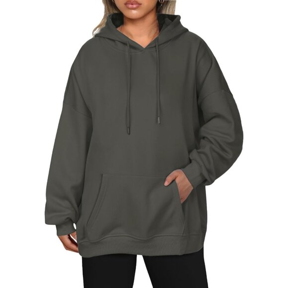 🆕 Women Grey Pullover Sweatshirts Long Sleeve Fall Winter Coat Fleece Hoodies - Picture 2 of 6